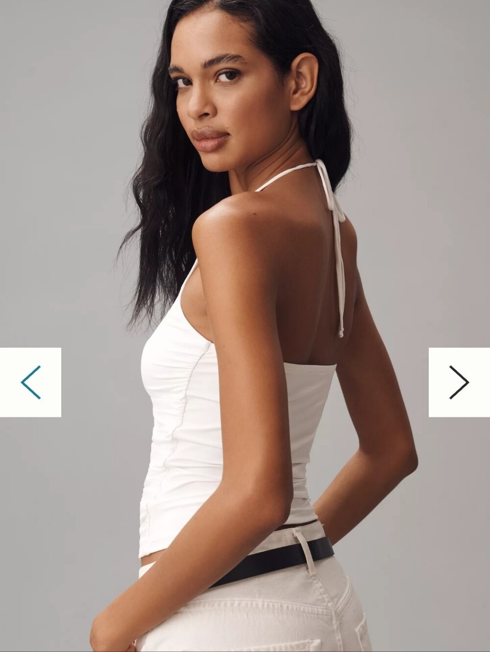 Anthropologie Mauve Ruched Halter Tank | White | Size M - Picture 2 of 8
